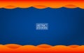 Dark blue layer background. Orange waves with shadows. Trendy colors backdrop for web or poster. Modern abstract