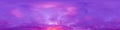 Dark blue magenta twilight sky panorama with Cumulus clouds. Seamless hdr 360 panorama in spherical equiangular format Royalty Free Stock Photo