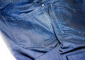 Dark blue man jeans back as fabric background Royalty Free Stock Photo