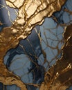 Dark blue marble with dramatic gold streaks. Royalty Free Stock Photo