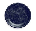 Dark blue marble plate, Empty ceramic plate with marble texture, View from above isolated on white background with clipping path Royalty Free Stock Photo