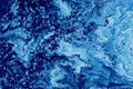 Dark blue marble texture painted with acrylic colors Royalty Free Stock Photo