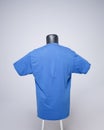 Dark blue men`s blank t-shirt template, back view Royalty Free Stock Photo