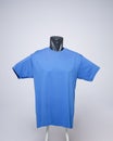 Dark blue men`s blank t-shirt template, front view, natural shape on an invisible mannequin, for your mockup design to print, isol Royalty Free Stock Photo