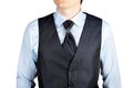 Dark blue men waistcoat with jacquard pattern