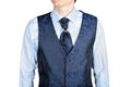 Dark blue men wedding vest jacquard fabric