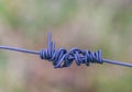 Dark blue, metal string for laundry, close-up