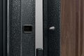 Dark Blue Metallic Door With Long Handle And Keyhole Royalty Free Stock Photo