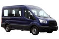 Dark blue minibus.