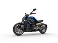 Dark blue modern fast motorcycle