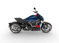 Dark blue modern fast motorcycle - top down view Royalty Free Stock Photo