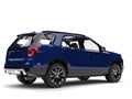 Dark blue modern SUV - back side view Royalty Free Stock Photo