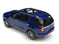 Dark blue modern SUV - top down back view Royalty Free Stock Photo