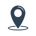 Dark blue navigation pin icon marking a location with a circle around it Royalty Free Stock Photo
