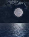 Full Moon Glistening over Lake Sea Ocean Background Royalty Free Stock Photo