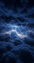 Dark Blue Night Sky with Lightning Storm Royalty Free Stock Photo