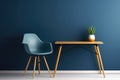 Dark blue nova minimalist home office clean lines, natural light