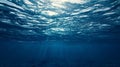 Dark blue ocean surface seen from underwater . Generative Ai Royalty Free Stock Photo