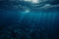 Dark blue ocean surface seen from underwater Royalty Free Stock Photo