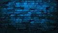 Dark blue old brick wall. ÃÂ¡lose-up. Collapsing brickwork. Grunge background with copy space for design. Royalty Free Stock Photo