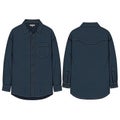 Dark blue oversized button up shirt front and back view isolated on white background Royalty Free Stock Photo