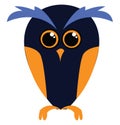 Dark blue owl with yellow wings  simple vector illustration on a Royalty Free Stock Photo