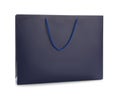 Dark blue paper shopping bag isolated on white Royalty Free Stock Photo