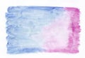 Dark blue and pink mixed two-tone watercolor horizontal gradient background. It`s useful for greeting cards, valentines Royalty Free Stock Photo