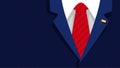 Dark blue president formal suit red tie