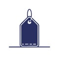 Dark Blue Price Tag Icon with Loop and Outline on Simple Line Royalty Free Stock Photo