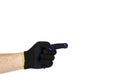 Dark blue protective cloth gloves with hand, handyman equipment