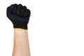 Dark blue protective cloth gloves with hand, handyman equipment