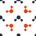 Dark blue and red water molecule icon isolated seamless pattern on white background. Vector Royalty Free Stock Photo