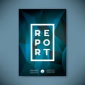 Dark blue report cover vector illustration with strong typography on low poly background. Royalty Free Stock Photo