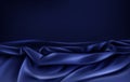 Dark blue satin fabric wavy vector background