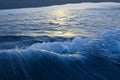 Dark blue sea wave and sea foam close-up Royalty Free Stock Photo