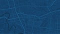Dark blue Sendai City area vector background map, streets and water cartography illustration