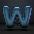 Dark blue shiny font Letter W 3D