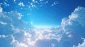 A dark blue sky filled with fluffy white clouds and twinkling stars Royalty Free Stock Photo