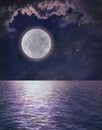 Beautiful Romantic Full Moon Ocean Reflection