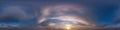 Dark blue sky before sunset with beautiful awesome clouds. Seamless hdri panorama 360 degrees angle view with zenith for use in Royalty Free Stock Photo