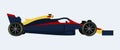 Dark blue sports car stands. Race Formula 1, Grand Prix. Side view of the car. isolated object.