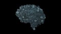 Dark blue steel ogwheel brain built from gears with shadow - 3D illustration