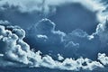 Dark blue storm clouds on a dramatic sky. Gloomy depressing background Royalty Free Stock Photo