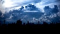 Dark blue storm clouds over city Royalty Free Stock Photo