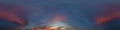 Panorama of a dark blue sunset sky with pink Cumulus clouds. Seamless hdr 360 panorama in spherical equiangular format Royalty Free Stock Photo