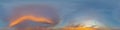 Panorama of a dark blue sunset sky with pink Cumulus clouds. Seamless hdr 360 panorama in spherical equiangular format Royalty Free Stock Photo