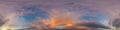 Dark blue sunset sky panorama with pink Cumulus clouds. Seamless hdr 360 pano in spherical equirectangular format. Full Royalty Free Stock Photo