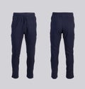 Dark blue sweatpants Front and back view isolated on white Royalty Free Stock Photo