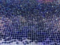 dark blue swimming pool water with tiles and palm tree shadow Royalty Free Stock Photo